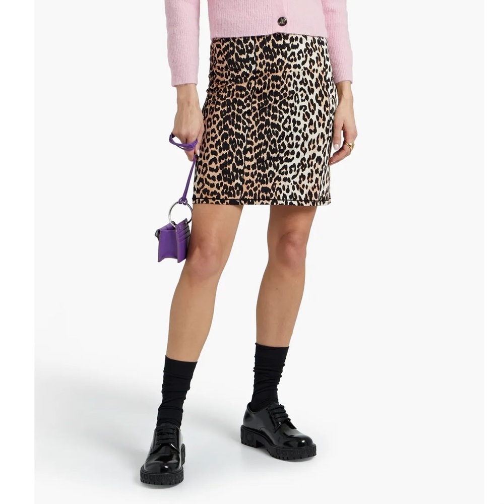 Ganni Stretch Leopard Miniskirt